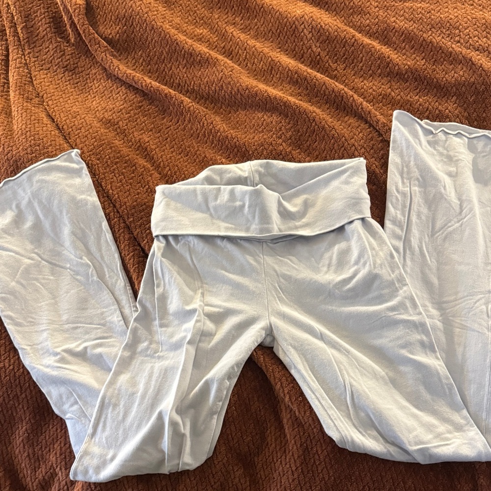 Zen blue skims fold over flare yoga pants